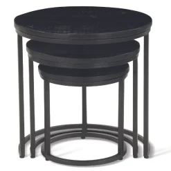 Satz von 3 Couchtischen Amana Ø 45 cm-schwarzes Magnolienholz