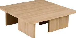 Satz von 2 Couchtischen Arallo - 120x120x38cm - Eiche Dekor