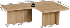 Satz von 2 Couchtischen Arallo - 120x120x38cm - Eiche Dekor