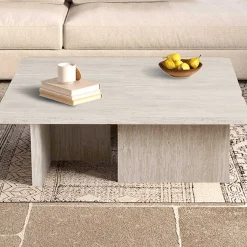Satz von 2 Couchtischen Arallo - 120x120x38cm - Travertin