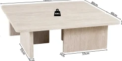 Satz von 2 Couchtischen Arallo - 120x120x38cm - Travertin