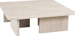 Satz von 2 Couchtischen Arallo - 120x120x38cm - Travertin