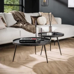 Satz von 2 Couchtischen Lima ø76 industriell - grau