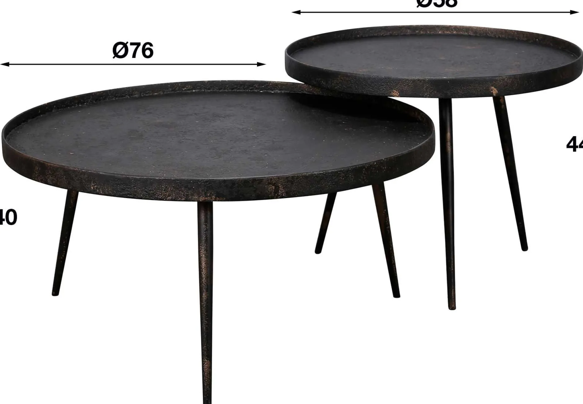 Satz von 2 Couchtischen Lima ø76 industriell - grau