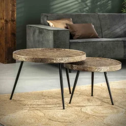 Satz von 2 Couchtischen Pomi - Bronze antik