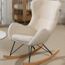 Schaukelstuhl Rocky - 96x75x101cm - beige Bouclé-Stoff