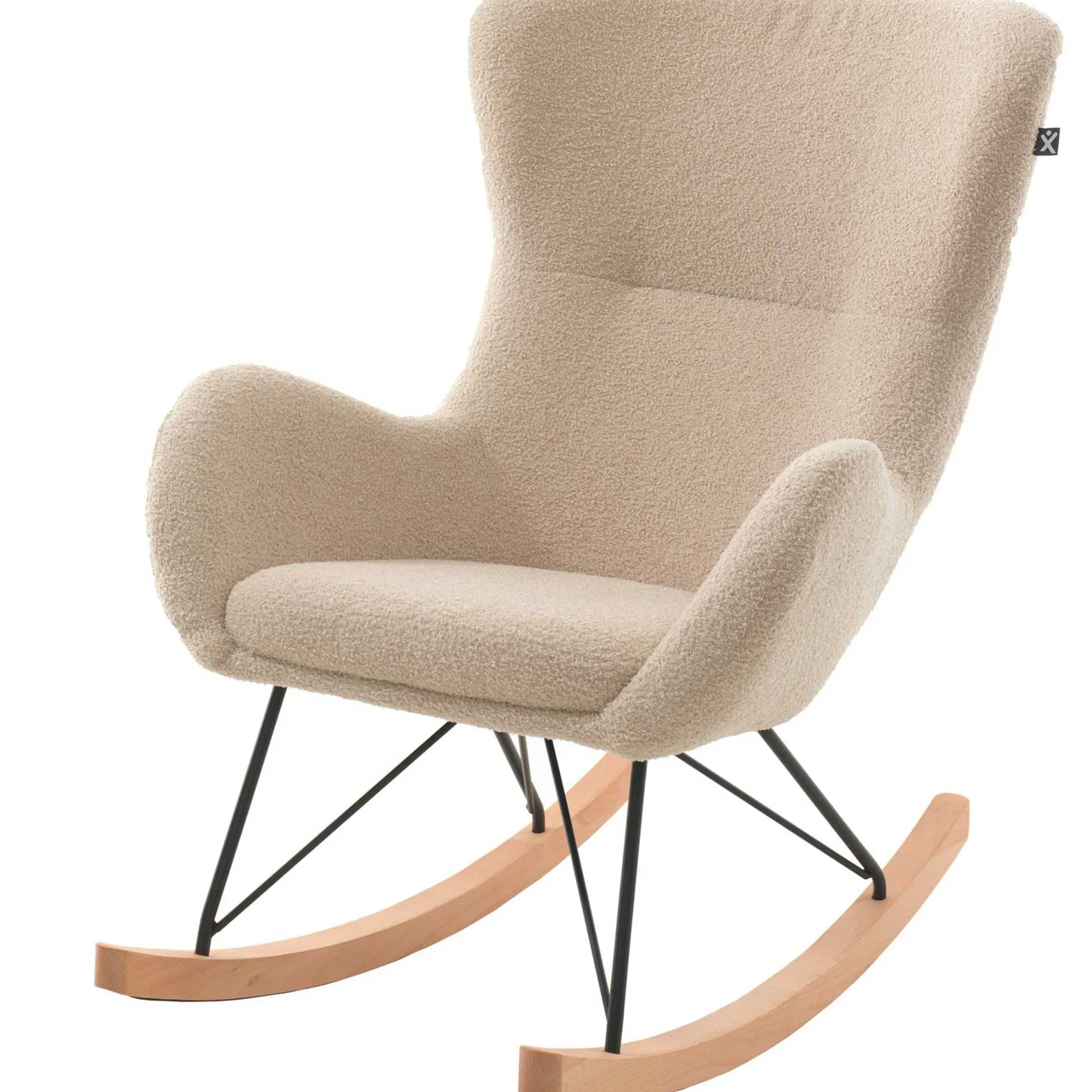 Schaukelstuhl Rocky - 96x75x101cm - beige Bouclé-Stoff