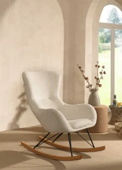 Schaukelstuhl Rocky - 96x75x101 cm - Bouclé/weiß