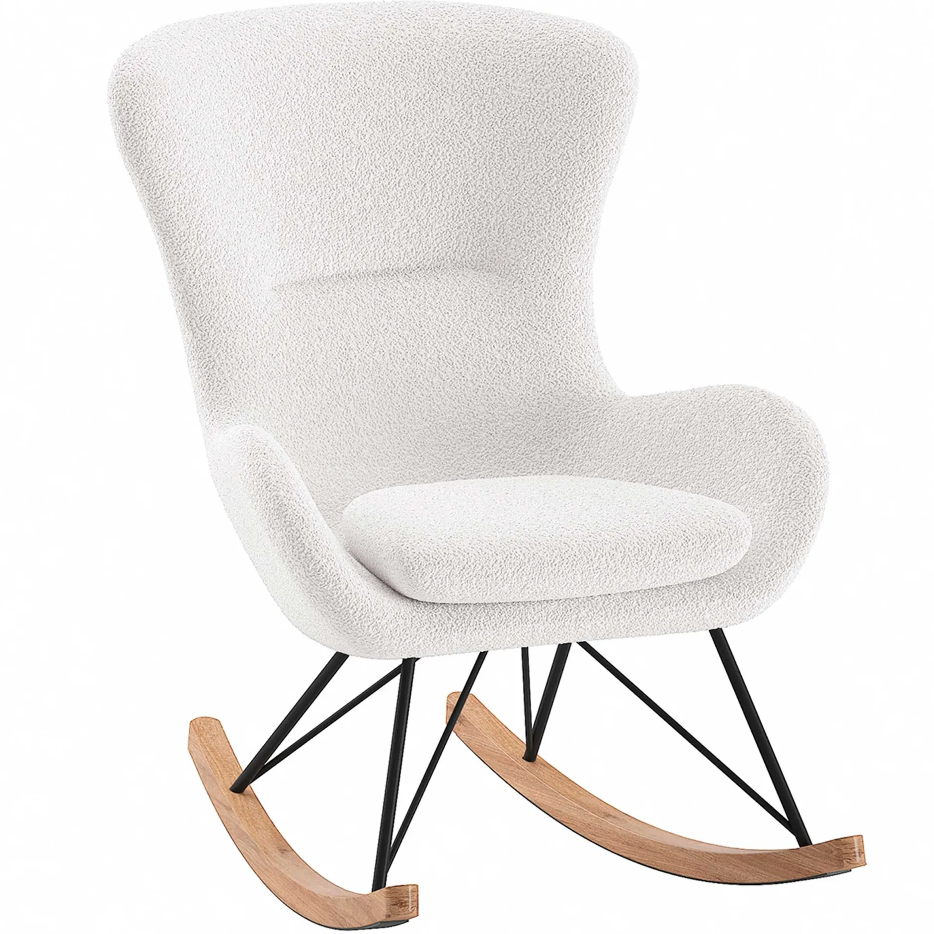 Schaukelstuhl Rocky - 96x75x101 cm - Bouclé/weiß