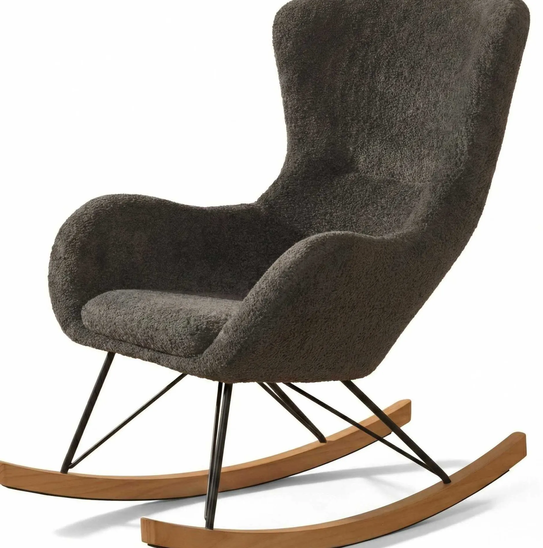 Schaukelstuhl Rocky - 96x75x101 cm - Bouclé/anthrazit