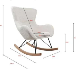 Schaukelstuhl Rocky - 96x75x101 cm - Bouclé/anthrazit