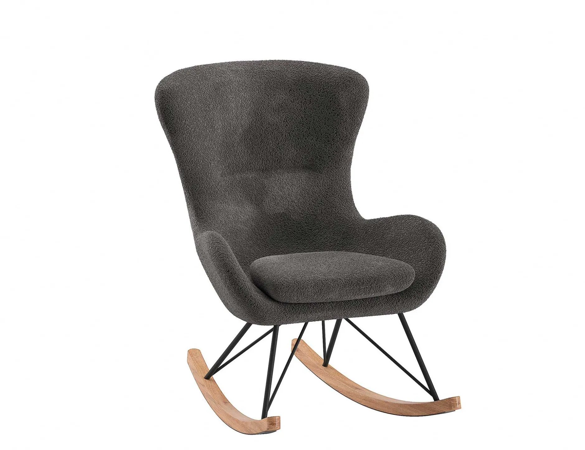 Schaukelstuhl Rocky - 96x75x101 cm - Bouclé/anthrazit