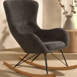 Schaukelstuhl Rocky - 96x75x101 cm - Bouclé/anthrazit