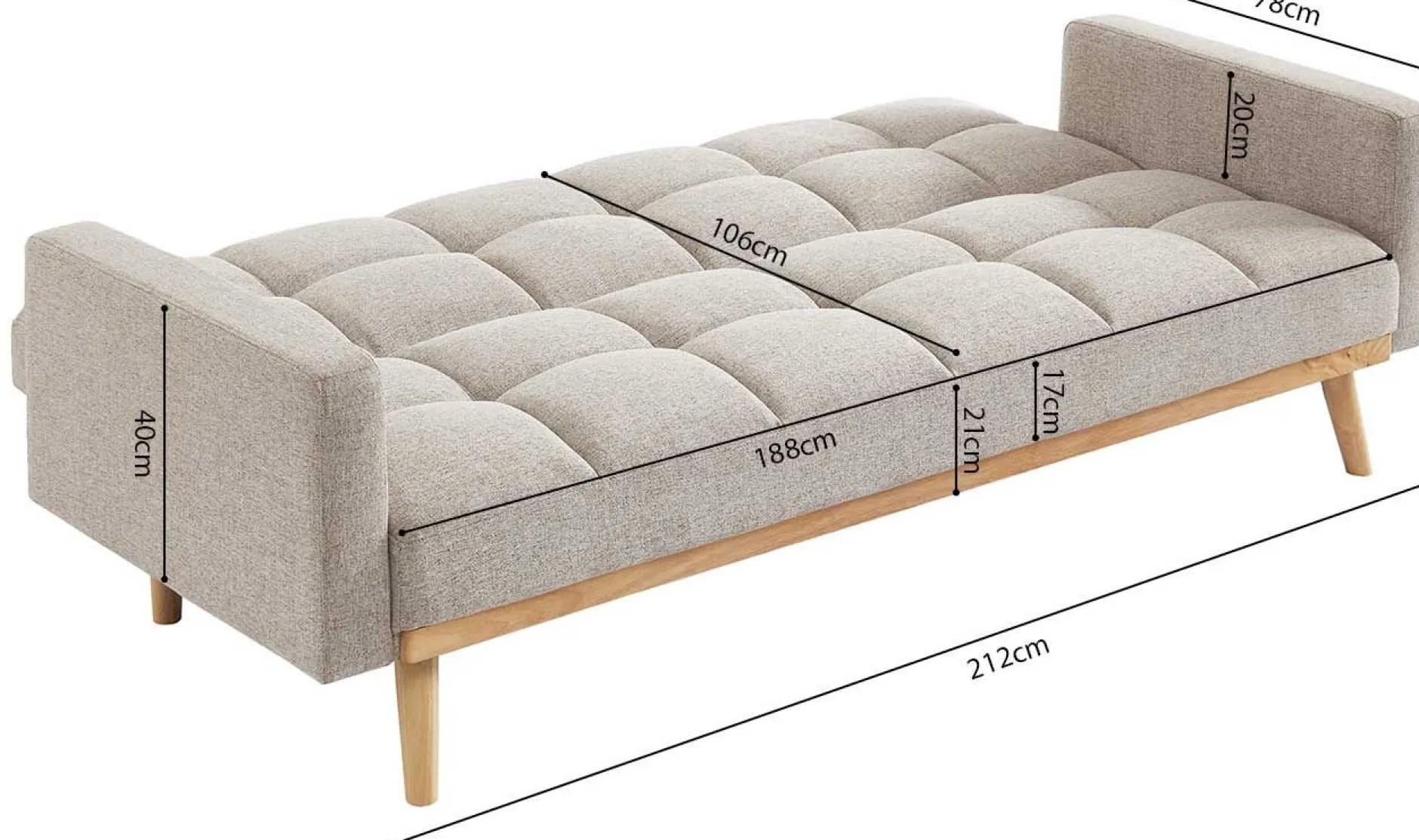 Schlafsofa Adana | 214 x 84 x 84 cm | Beige