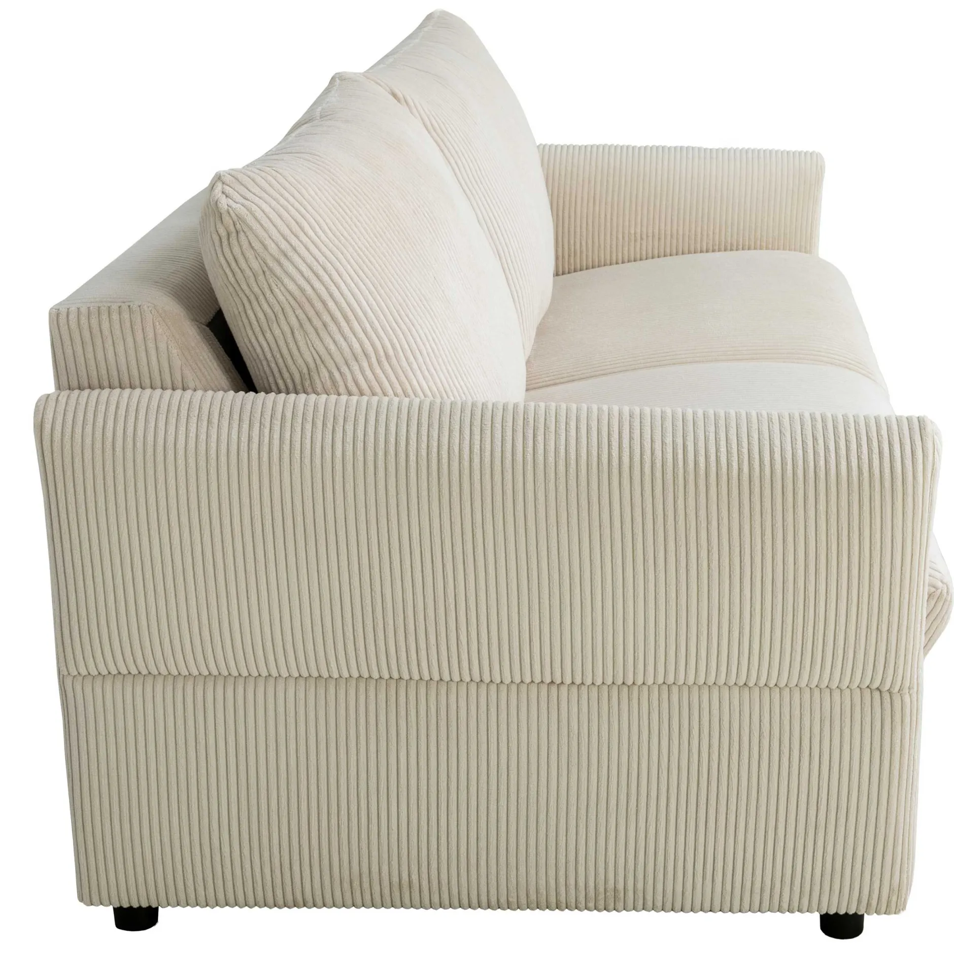 Schlafsofa Maho - 178x96x85cm - beige gerippter Samt