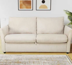 Schlafsofa Maho - 178x96x85cm - beige gerippter Samt