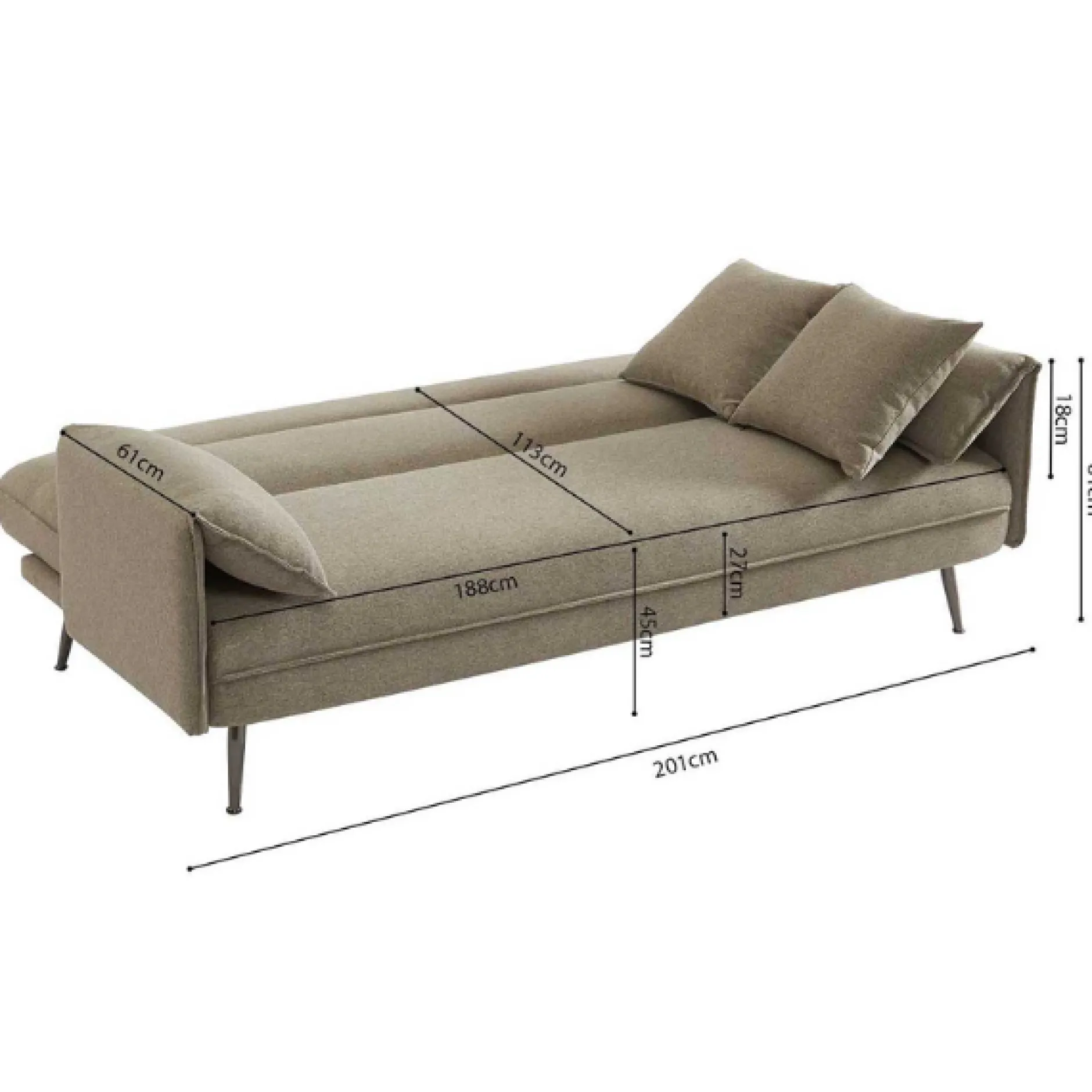 Schlaf- und Sitzsofa Sivas | 199 x 89 x 95 cm | Beige
