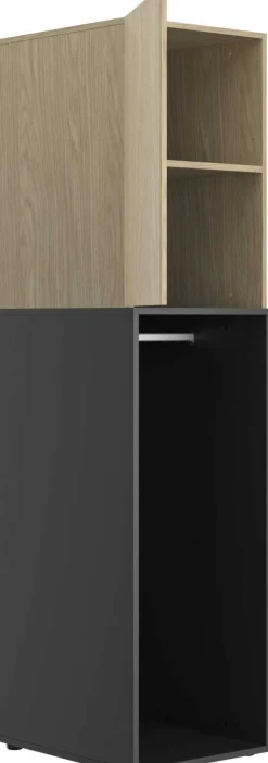 Schlafzimmer Nael: Doppelbett 140x190, Schreibtisch, Bücherregal, Kleiderschrank - Eiche Dekor/schwarz