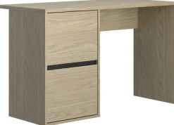 Schlafzimmer Nael: Doppelbett 140x200, Schreibtisch, Bücherregal, Kleiderschrank - Eiche Dekor/schwarz