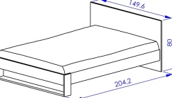 Schlafzimmer Nael: Doppelbett 140x200, Schreibtisch, Bücherregal, Kleiderschrank - Eiche Dekor/schwarz