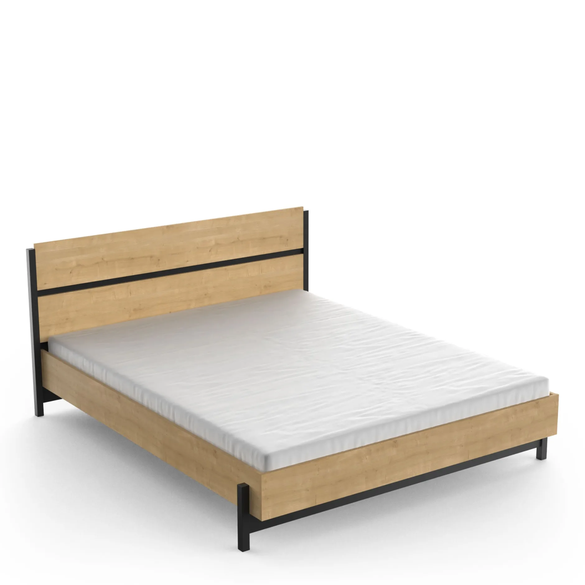 Schlafzimmerset Craig | Doppelbett, Nachttisch, Kleiderschrank, Kommode | Oak Matte Black