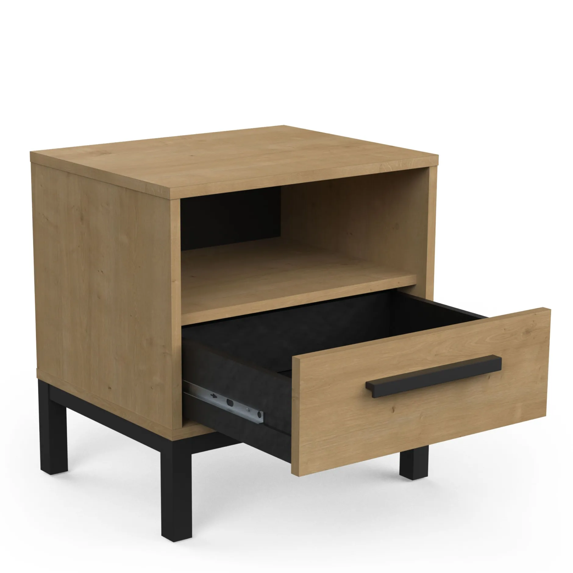 Schlafzimmerset Craig | Doppelbett, Nachttisch, Kleiderschrank, Kommode | Oak Matte Black
