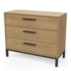 Schlafzimmerset Craig | Doppelbett, Nachttisch, Kleiderschrank, Kommode | Oak Matte Black