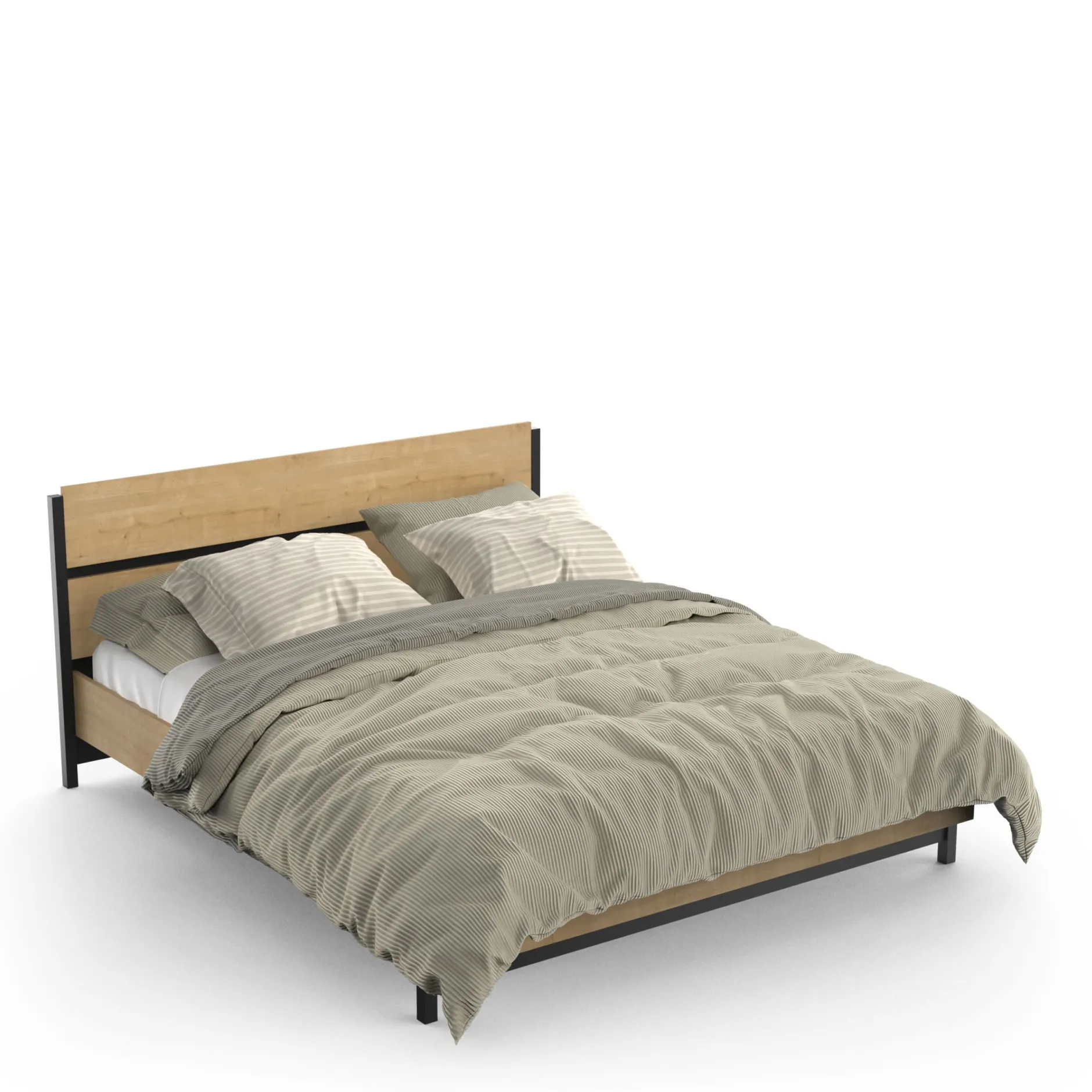 Schlafzimmerset Craig | Doppelbett, Nachttisch, Kleiderschrank, Kommode | Oak Matte Black