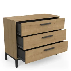 Schlafzimmerset Craig | Doppelbett, Nachttisch, Kleiderschrank, Kommode | Oak Matte Black