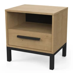 Schlafzimmerset Craig | Doppelbett, Nachttisch, Kleiderschrank, Kommode | Oak Matte Black