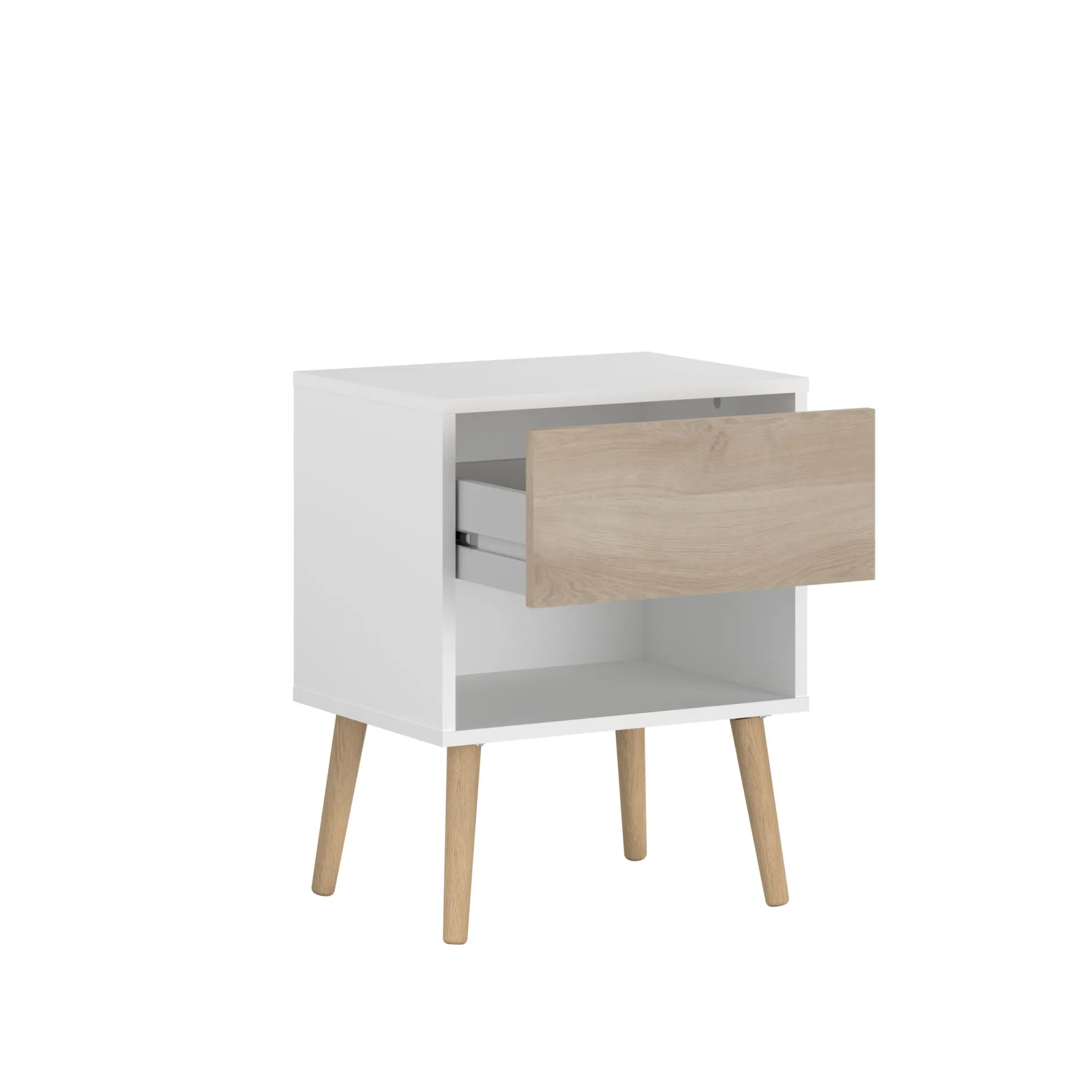 Schlafzimmerset Hardy | Doppelbett, Nachttisch | Eiche Weiß Design