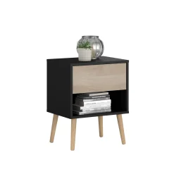Schlafzimmerset Hardy | Doppelbett, Nachttisch | Oak Black Design