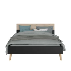 Schlafzimmerset Hardy | Doppelbett, Nachttisch | Oak Black Design