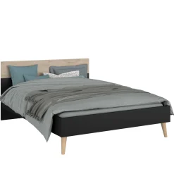 Schlafzimmerset Hardy | Doppelbett, Nachttisch | Oak Black Design
