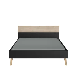 Schlafzimmerset Hardy | Doppelbett, Nachttisch | Oak Black Design