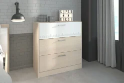 Schlafzimmer-Set Most | Doppelbett mit Stauraum, Kleiderschrank, Schreibtisch, Kommode