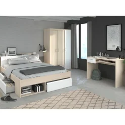 Schlafzimmer-Set Most | Doppelbett, Kleiderschrank, Schreibtisch