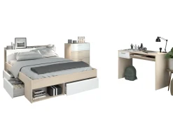 Schlafzimmer-Set Most | Doppelbett mit Stauraum, Schreibtisch, Kommode