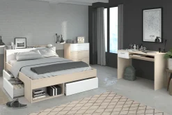 Schlafzimmer-Set Most | Doppelbett mit Stauraum, Schreibtisch, Kommode