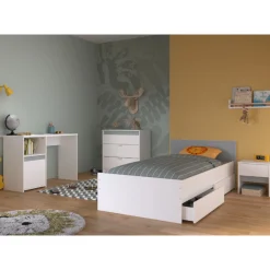 Schlafzimmerset Rue| Einzelbett, Nachttisch, Nachttisch, Kommode, Schreibtisch