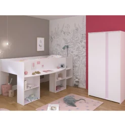 Schlafzimmerset Rue | Halbhohes Bett und Kleiderschrank