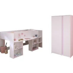 Schlafzimmerset Rue | Halbhohes Bett und Kleiderschrank