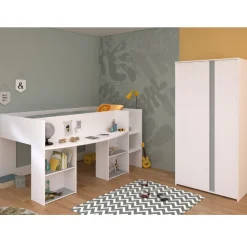 Schlafzimmerset Rue | Halbhohes Bett und Kleiderschrank