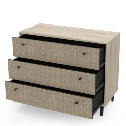 Schlafzimmerset Sayuri | Doppelbett, Nachttisch, Kleiderschrank, Kommode | Kronberg Oak Design
