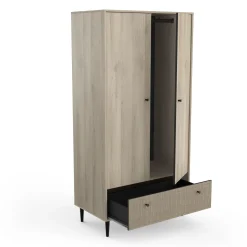 Schlafzimmerset Sayuri | Doppelbett, Nachttisch, Kleiderschrank | Kronberg Oak Design