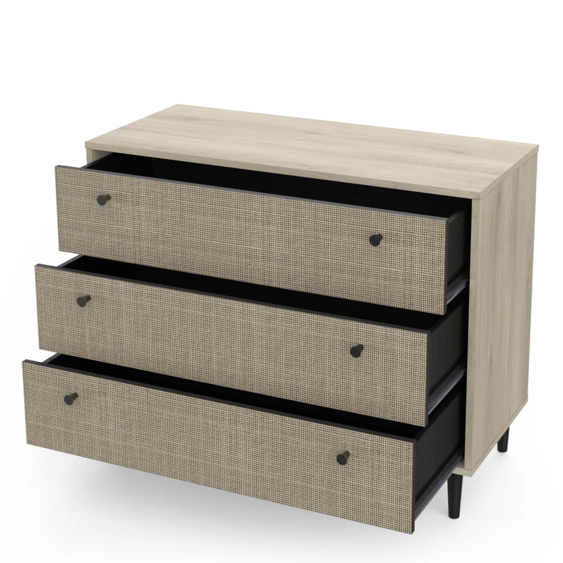 Schlafzimmerset Sayuri | Queen Bett, Nachttisch, Kleiderschrank, Kommode | Kronberg Oak Design