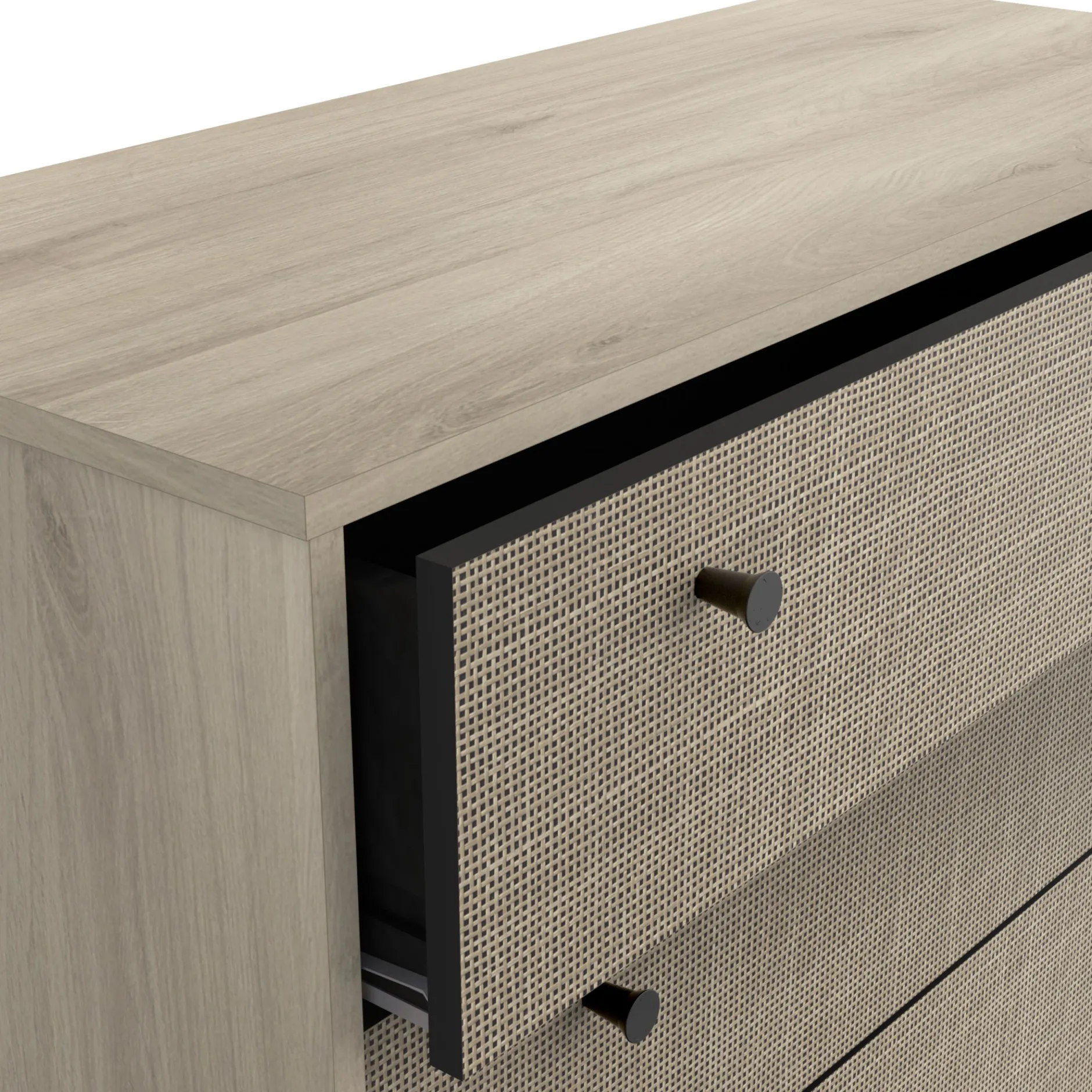 Schlafzimmerset Sayuri | Queen Bett, Nachttisch, Kleiderschrank, Kommode | Kronberg Oak Design