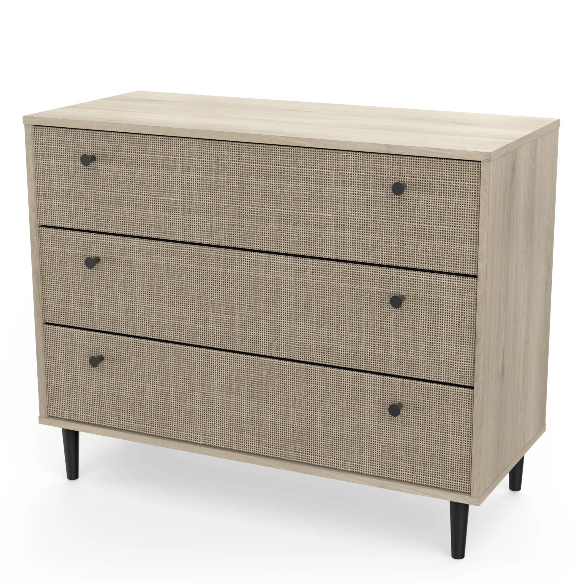 Schlafzimmerset Sayuri | Queen Bett, Nachttisch, Kleiderschrank, Kommode | Kronberg Oak Design
