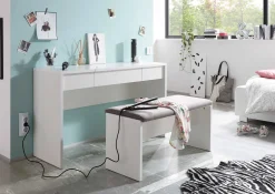 Schminktisch Alizée 125cm, 2 Schubladen und 1 Tür - weiß
