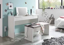 Schminktisch Alizée 125cm, 2 Schubladen und 1 Tür - weiß